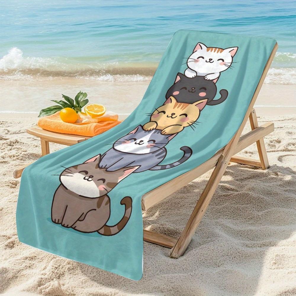 Cute Cartoon Kittens Beach Towel Patterned Sunscreen And Windproof Suitable For Swimming Pool Camping Travel Blanket