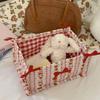 Cotton Quilted Storage Basket Ins Style Sundries Organizing Bag Desktop Storage Basket  Student
