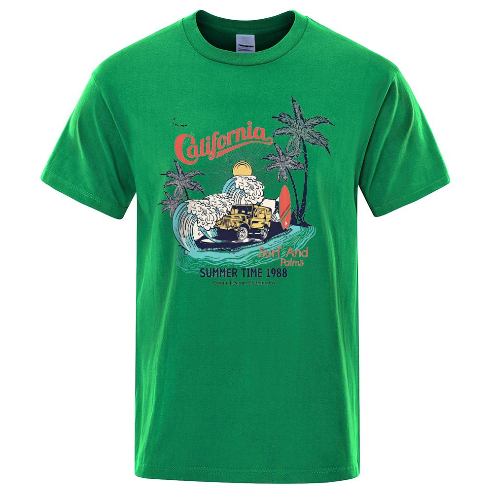

Футболка California Summer Time 1988 с принтом для мужчин и женщин, повседневная, свободная, хлопковая, удобная, мягкая, свободного покроя, мужская футболка большого размера 4XL