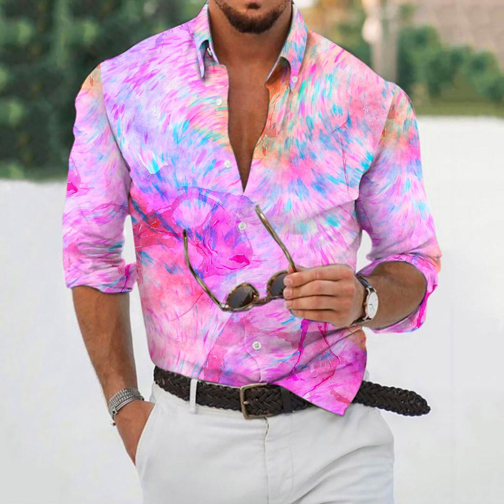 Designer Vår Sommar Herr Casual 3D Halloween Print Hawaii Skjorta Blus Långärmade skjortor