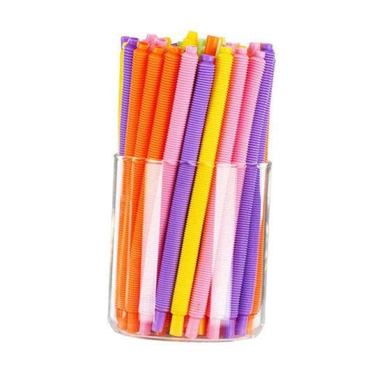 Renkli Spiral Bükülebilir Pipetler 6mm Yeniden Kullanılabilir Gıda Sınıfı Plastik Pipet Doğum Günü Partisi Ev Seyahat İçin Esnek İçme Pipetleri