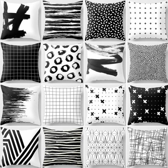 

Modern Black and White Geometric Print Cushion Cover Sofa Decor Pillow Case