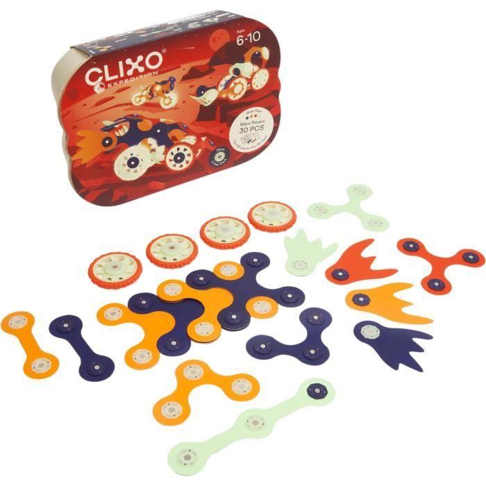 Mars Rovers CLIXO - GIPSY TOYS - Jeu de construction magnétique, flexible - 30 pcs - dès 6 ans - Brille dans la nuit