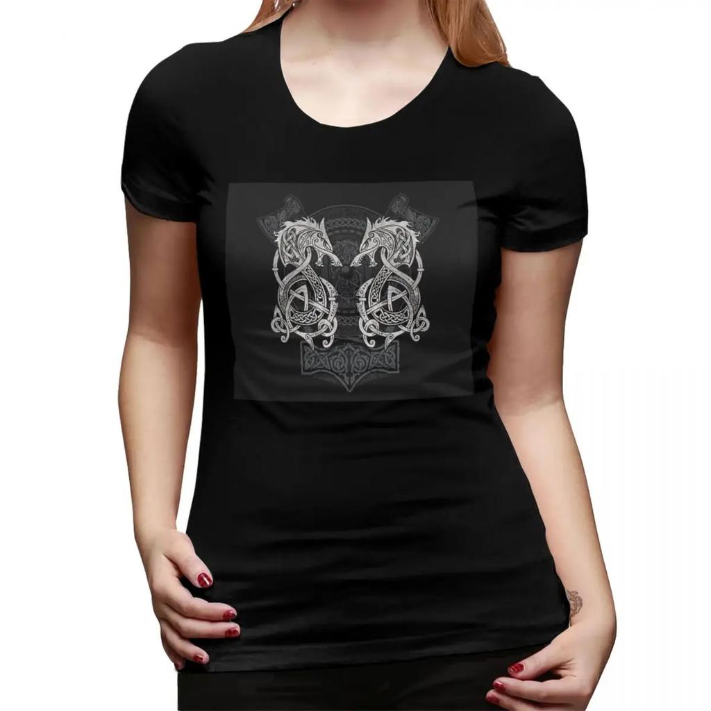 Viking Loki Son Fenrir TShirt for Women Round Neck Streetwear T Shirts Womens Short Sleeve Summer Clothes Tops