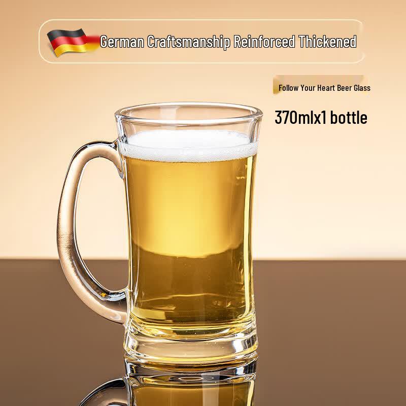 Yiceng 370ml Glass Beer Mugs with Handle (5-Pack)