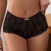 Large Size Lace Seamless Briefs Hollow Underwear for Women Solid Color Mesh Flower Panties  Party
