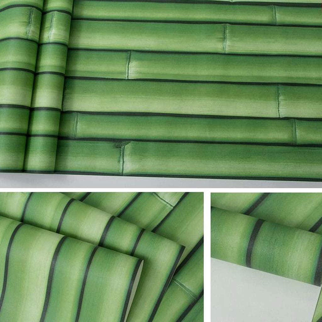 3D Bambus Selbstklebende Tapete Vinyl Grün Einfarbig Abziehbar und Klebbar Wandpapier Rolle für Wand Küche Badezimmer Regale Dekor
