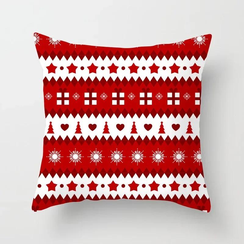 45X45Cm Merry Christmas Cartoon Old Man Elk Print Cushion Cover Home Living Room Sofa Decorative Pillow Cover