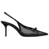 Zara Elegant Bow Decor Mesh Open Back Stiletto Heels 8.5cm Women Heels Black 12248510800
