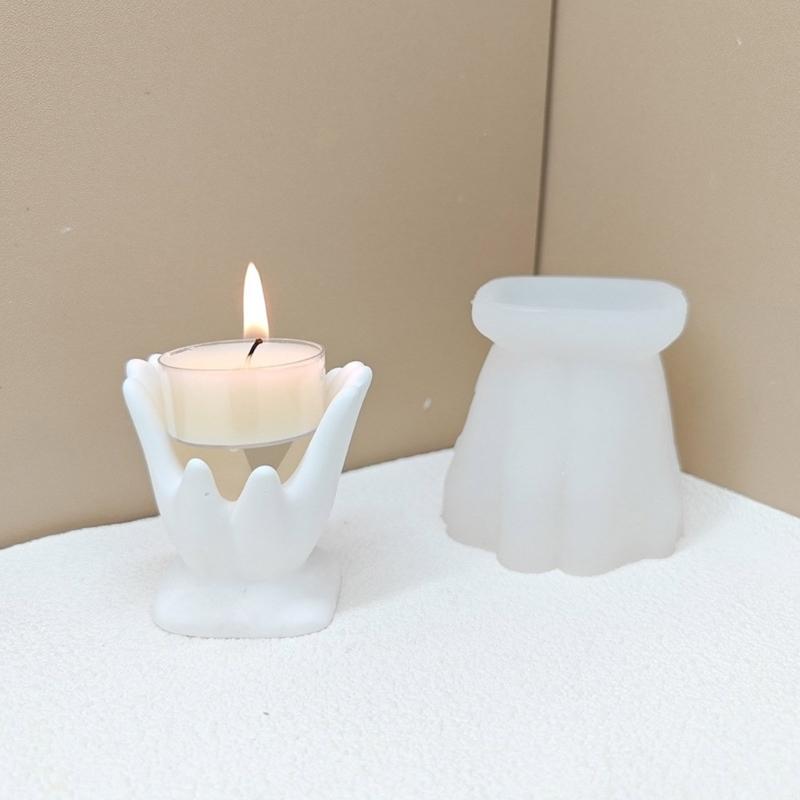 Silicone Candlestick Decoration Mould Artistic Hand Candlestick Silicone Moulds for Custom Resin Home Ornaments
