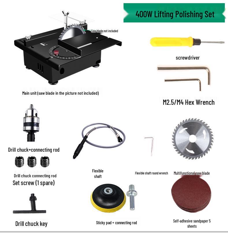 400W Portable Mini Table Saw for Woodworking - Compact Sliding Electric Saw