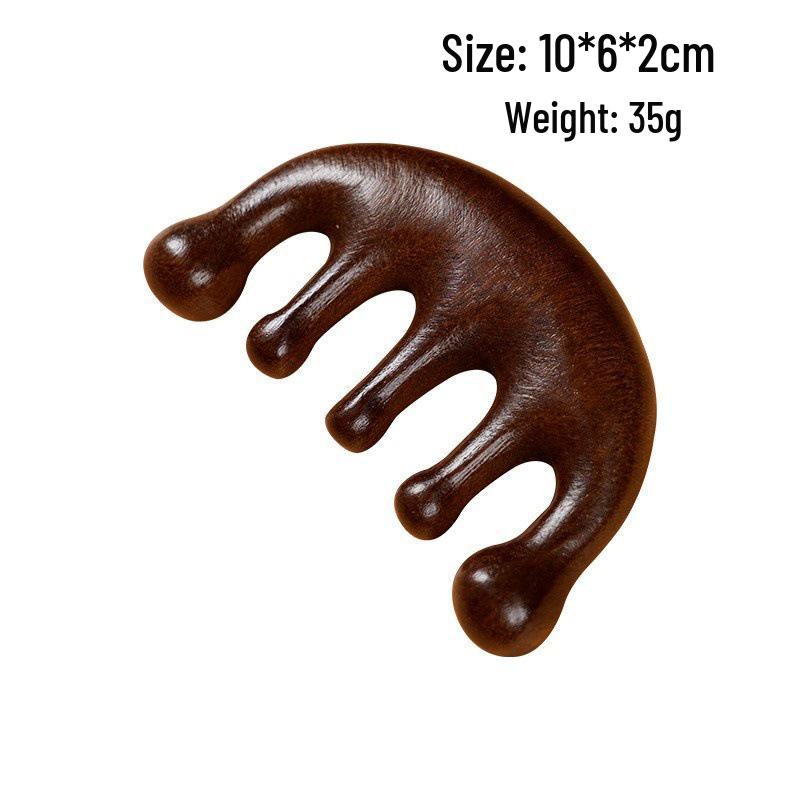 Sandalwood Scalp Massage Comb: Five-Teeth Wooden Comb with Gift Box
