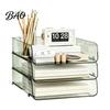 Multi Layer Desk Organizer Clear Acrylic File Tray, 1/2/3/4/5 Tier Paper Ducument Office Supply Storage Rack Box, Stackable Supplies Compact