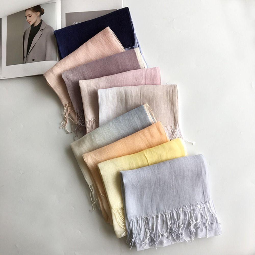 Sun Proof Pure Linen Scarf Sun Protection Neck Scarf Japanese Style Shawl Wrap  Daily Wear