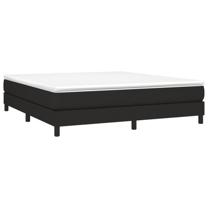 3144095 vidaXL Lit à sommier tapissier avec matelas Noir 180x200 cm Tissu