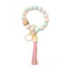 Beads Bracelet Keyring Glossy Stretchy Silicone Rounded Edge Bracelet Keychain Women Accessories