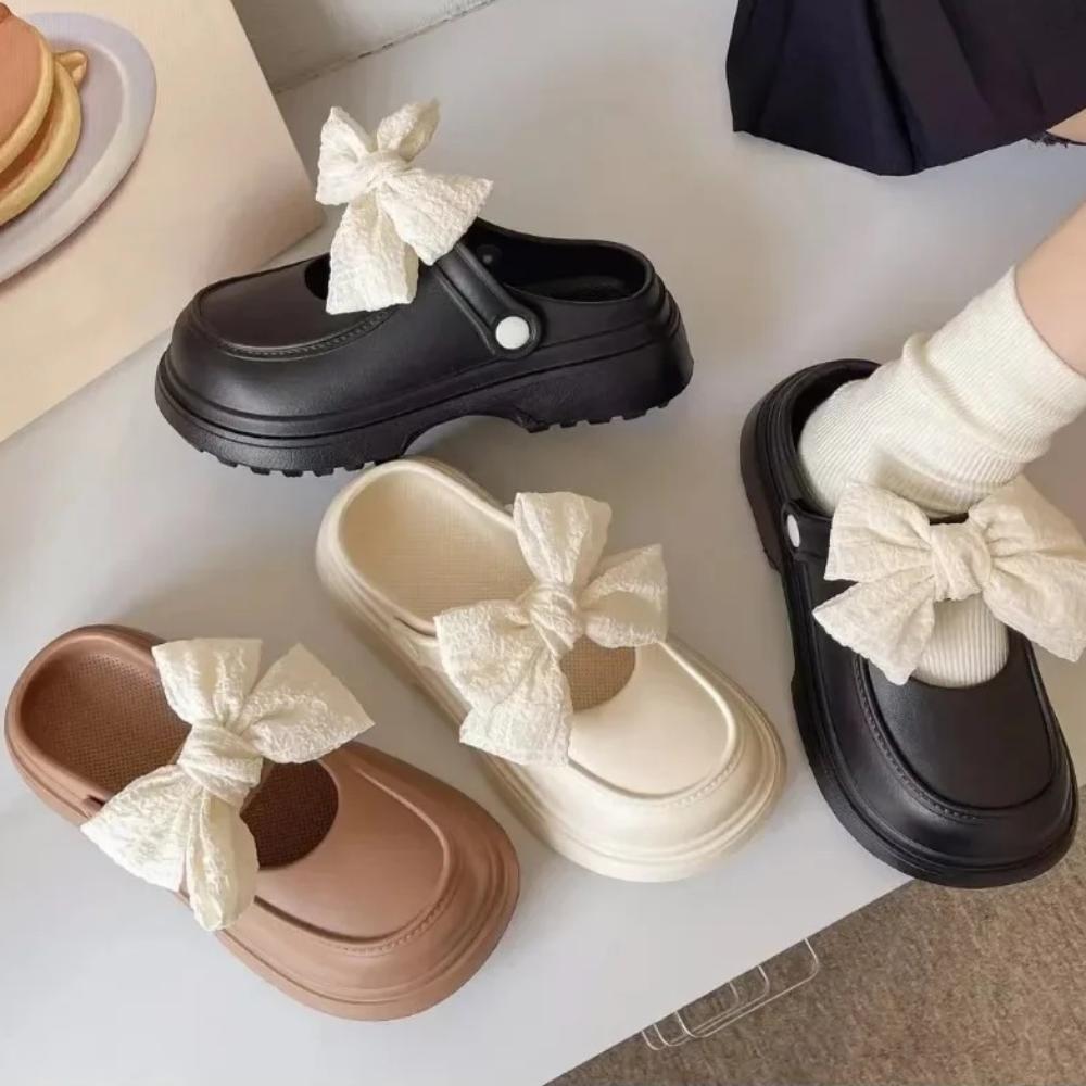 Anti Slip Hollow Sandals Bow Slippers Girls Cute Thick Soled Slippers  Girls