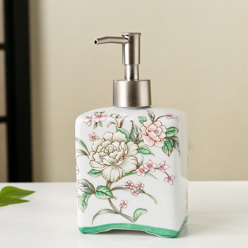 410ml   soap dispenser ceramic lotion bottle for hand soap hotel shampoo and body wash with a press-to-dispense design