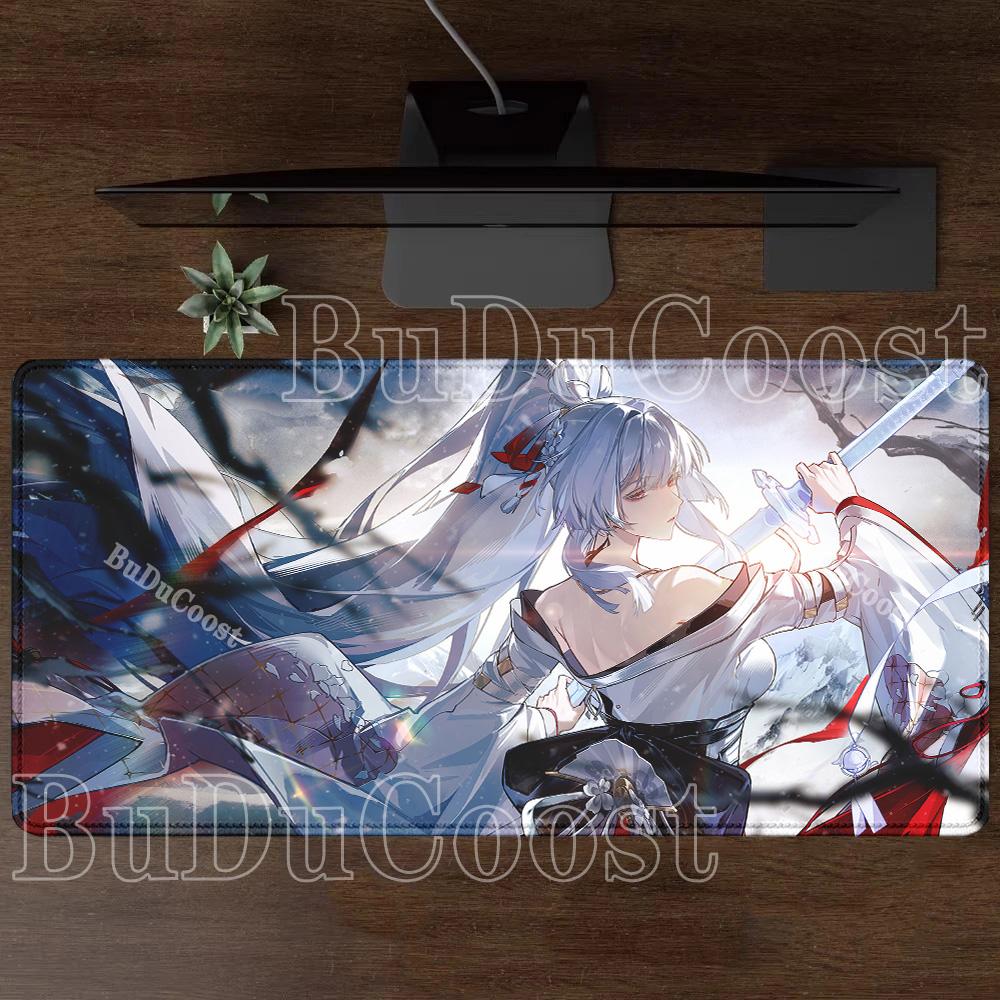 Gaming Wuthering Waves Hiyuki Mousepad Gaming Office Keyboard XXL Mouse Pad Anime Sexy Girl Rubber HD Printing Overlock Desk Mat