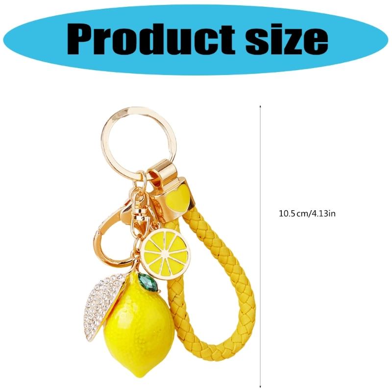 Živá klíčenka s citronem a 4 možnostmi šňůrky Pevný kovový materiál Kompaktní 10,5 cm Pro každodenní nezbytnost