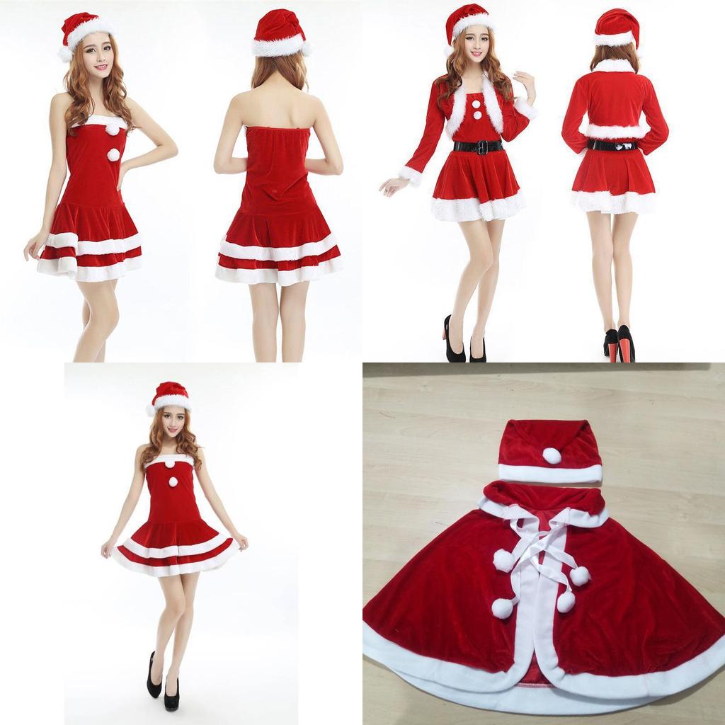 Deluxe Christmas Santa Claus Adult Female Performance Skirt Set