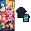 Gewaschenes Vintage Anime Bocchi The Rock Gotoh Hitori Grafik T-Shirt Herren Damen Freizeit Baumwolle Übergroße T-Shirts Streetwear Unisex