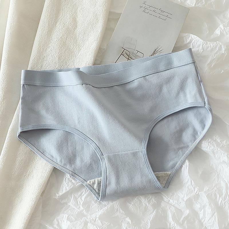 

Женские хлопковые трусы в японском стиле со средней посадкой и утягивающими животик деталями — дышащие, легкие, однотонные, удобные для лета M синий
