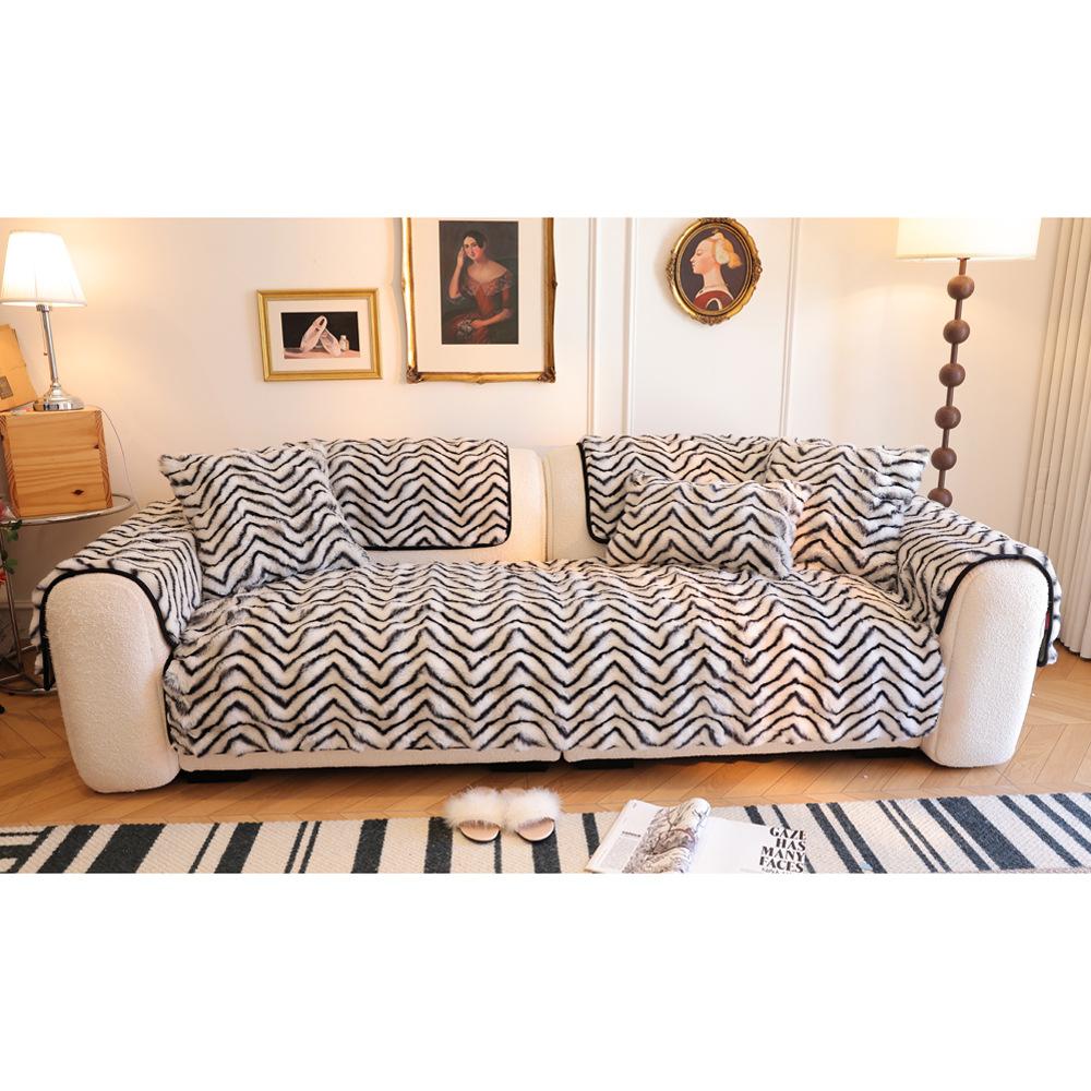 Tutu Velvet Sofa Cushion Winter  New Simple Modern Cream Wind Thickened Non-Slip Seat Cushion Sofa Cover