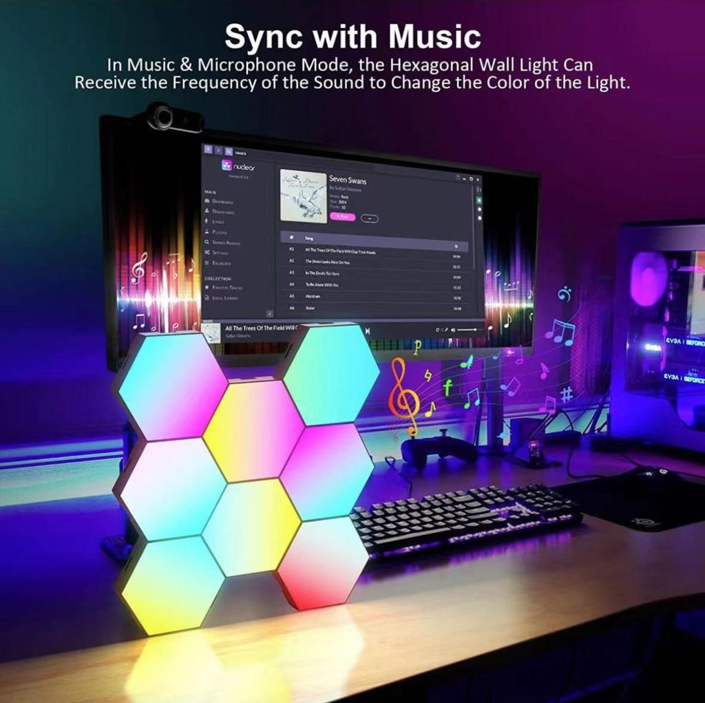 Smart RGB Music Rhythm Light: Color-Changing E-sports Atmosphere Quantum Honeycomb Light