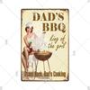 Dad's BBQ Party Metal Tin Plaque Retro Tin Signs Barbecue Rules Slogan Plate Vintage Grill Poster Yard Garden Kitchen Wall Decor