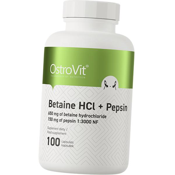 

Бетаїн Гідрохлорид і Пепсин, Betaine HCl + Pepsin, Ostrovit 100капс (72250018) 100caps