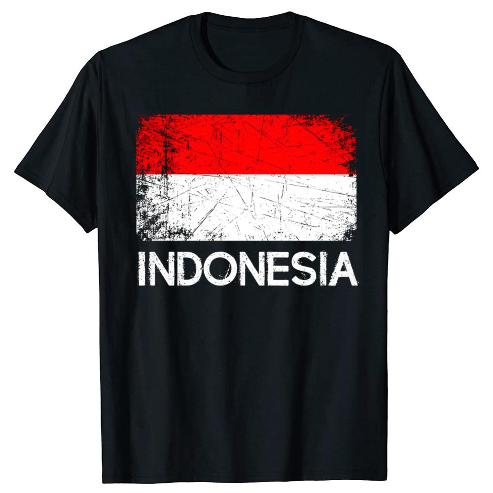 Funny Indonesian Flag Design Graphic 100% Cotton T-shirts Men Women's Fashion Casual Tshirt Loose Oversized Streetwear T Shirt