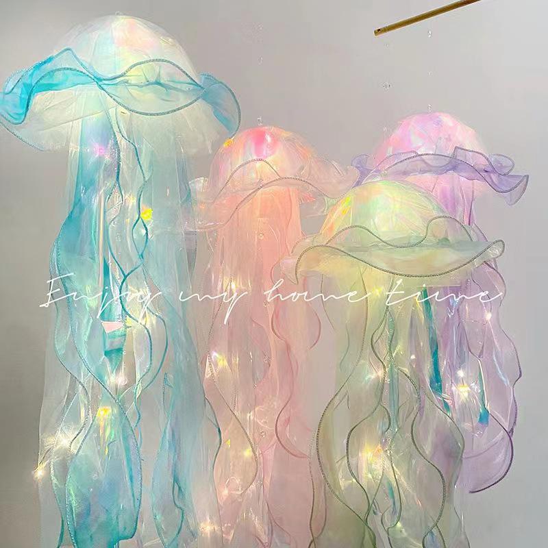 2025 Mid-Autumn Festival Luminous Jellyfish Lantern DIY Kit: Portable Handmade Colored Flower Lantern for Children