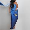 Women's New Temperament, Elegant and Fashionable High-waist Solid Color Side-shoulder Sleeveless Dress