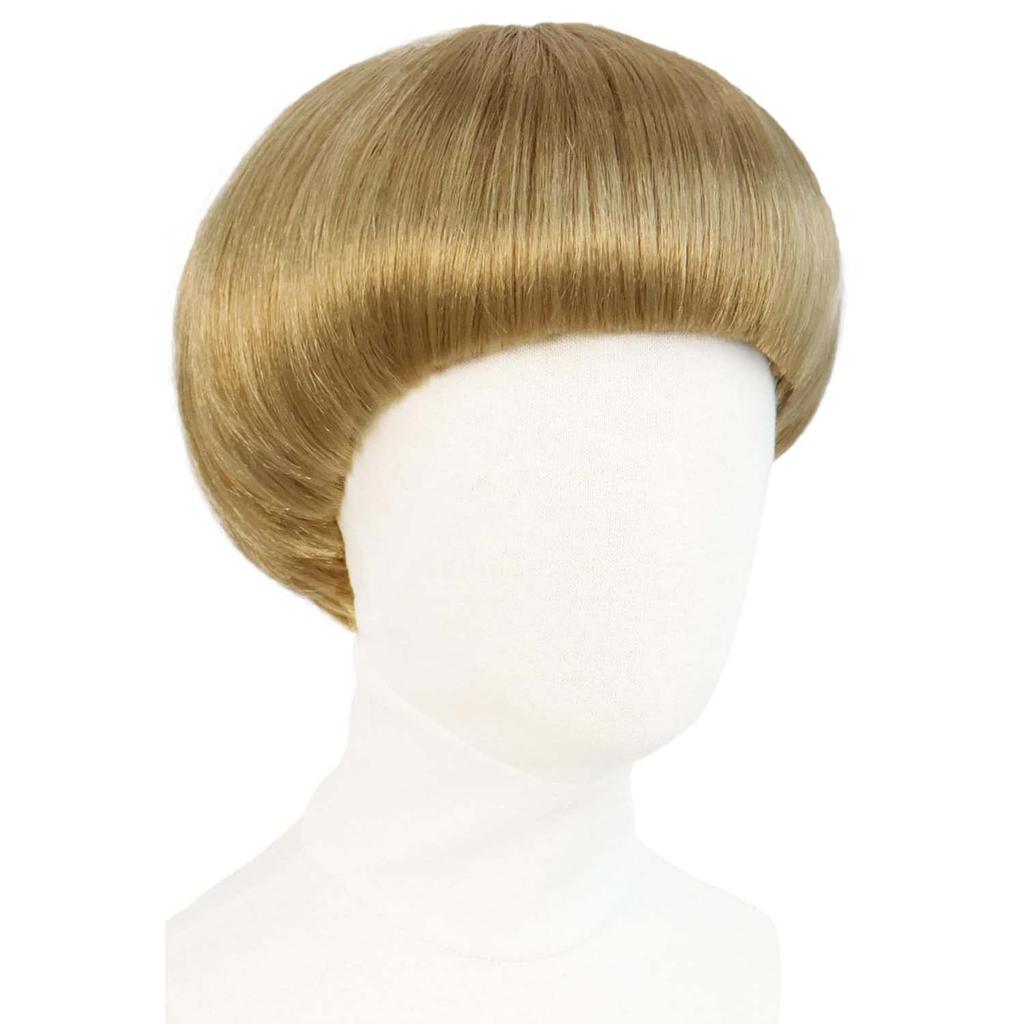 Synthetische Korte Bruine Paddenstoel Cosplay Pruik voor Mannen, Komvormig Kapsel, Anime Retro Pruik, Geschikt voor Films, Feest, Meerkleurige Pruik