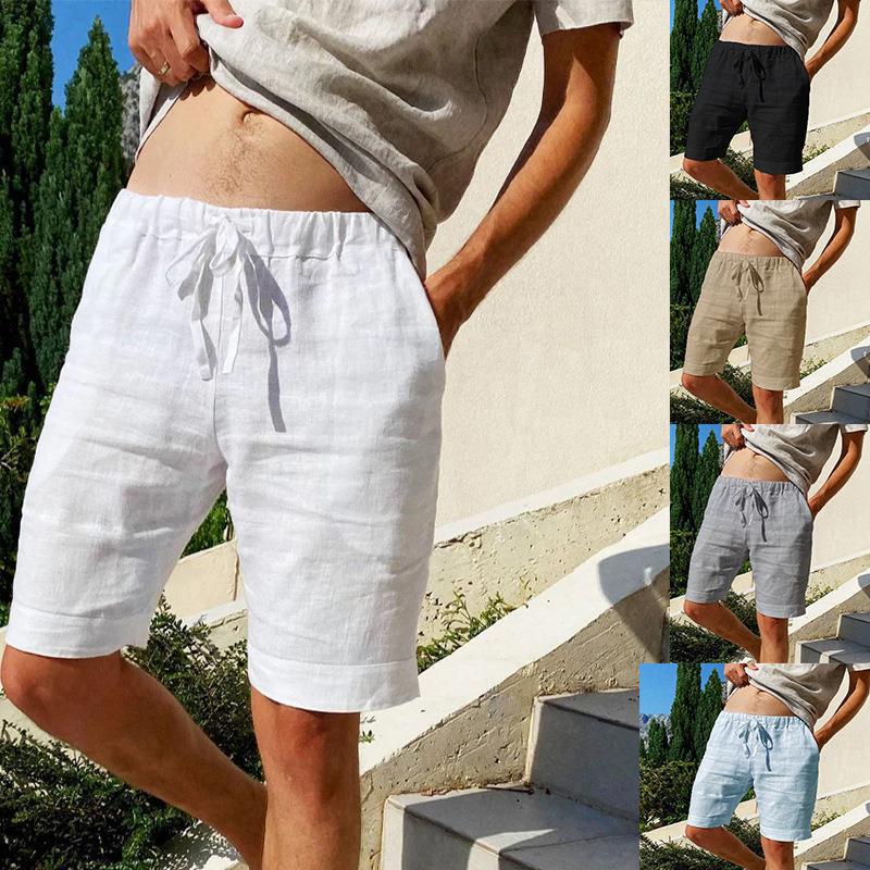 2023 Men's Summer Loose Cotton Linen Breathable Sports Casual Shorts