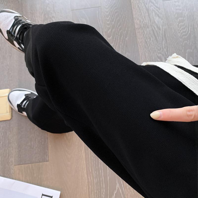 Drawstring Casual Sweatpants for Women, Loose Straight-leg Pants, Lazy High-waisted Drape, Walking and Mopping Wide-leg Pants