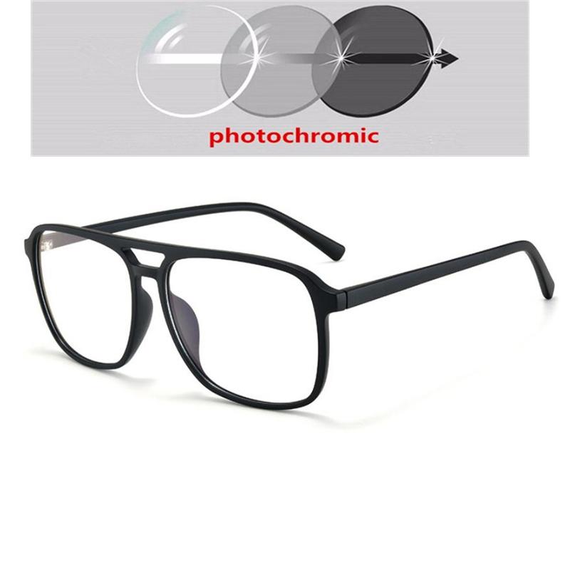 Square Finished Myopia Glasses Anti-Blue Light Big Frame Double Beam Myopes Lunettes Diopter 0 -0.5 -0.75 -1.0 -2.0 -2.5 T -6.0
