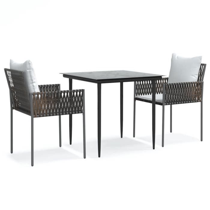 VidaXL 3-piece Garden Dining Set Cushions Braided Resin Steel 3187049
