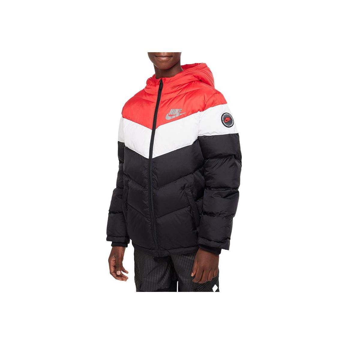 

Nike Down Jacket With Logo Print Long Sleeve Zipper Hooded Kids outerwear Red FB6831-657 XL