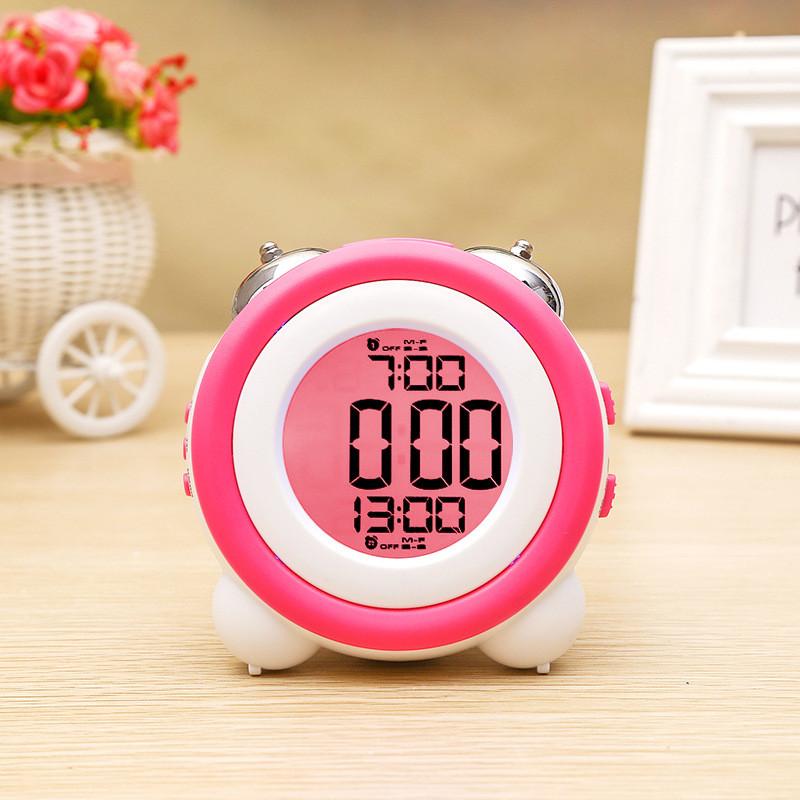 Modern Minimalist Lcd Digital Alarm Clock With Night Light And Dual Ringtones For Home Use Red