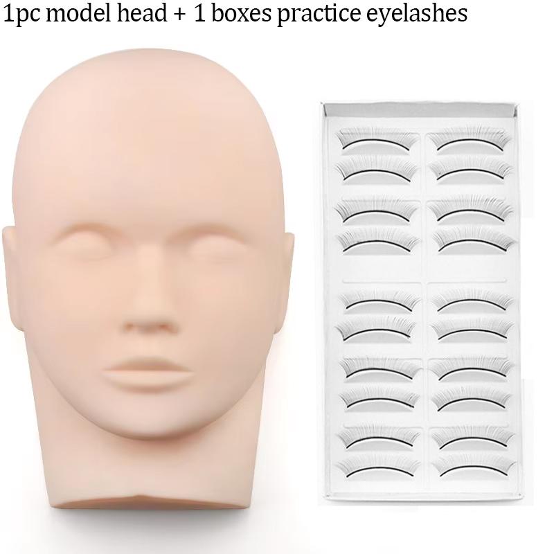Eyelash Extension Training Head Makeup Practice Model Kit Fake Mannequin Head Rubber Eye Practicing Lashes Extensions Supplies