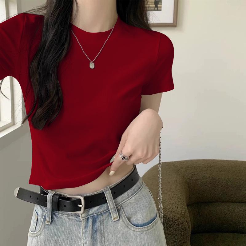 

Women s Slim Fit Pure Cotton Short-Sleeve T-Shirt - Petite, Niche Design, Summer Style XL