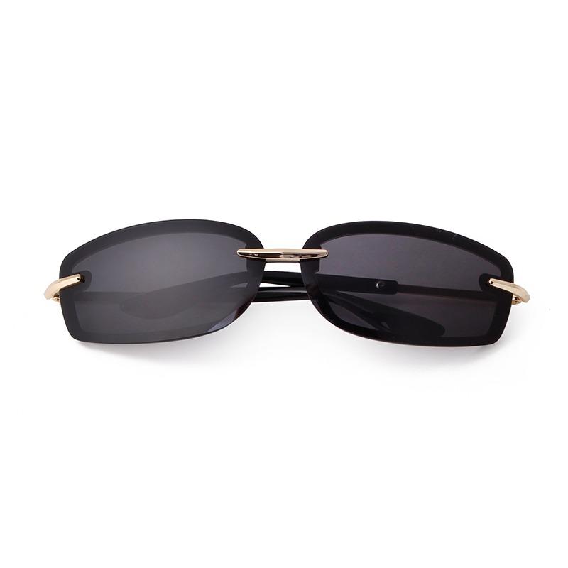 Trendy Y2K Rectangle Sunglasses Women Men Luxury Brand Designer Futurist Silver Lens Sun Glasses Green Rimless Shade S207