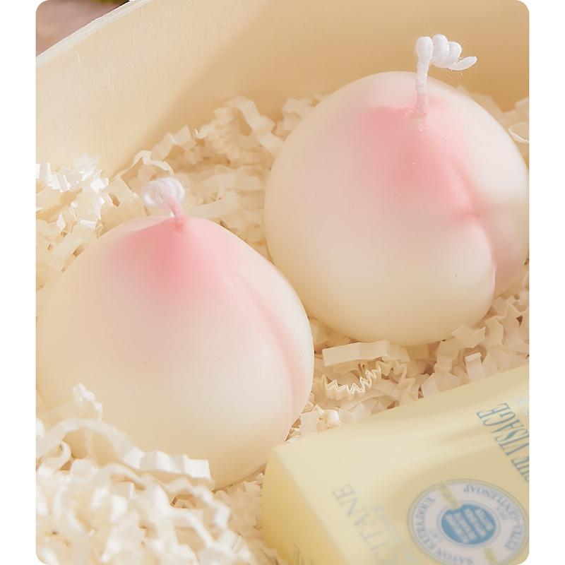 Peach Scented Candle Birthday Gift Creative Fragrance Candle Realistic Fruit-Shaped Candle Holiday Decoration Camellia Fragrance