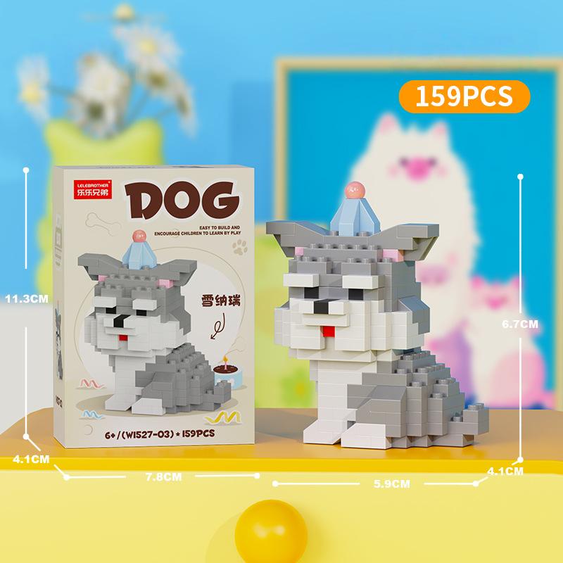 Cute Pastoral Teddy Dog Pet Building Blocks Micro-Granular Ornament Children's Toy Gifts New Product Cat And Dog Themed