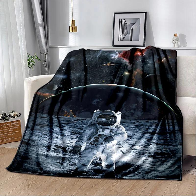 3D Outer Space Astronaut Universe Spaceman Cartoon Blanket,Soft Throw Blanket for Home Bedroom Bed Sofa Office Cover Blanket Kid