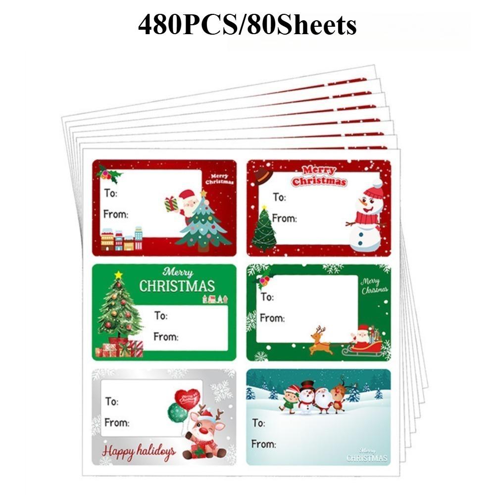 Christmas Self Adhesive Gift Tags Christmas Tree Santa Claus Writable Stickers for Gift Wrapping Labels Festive Party Supplies