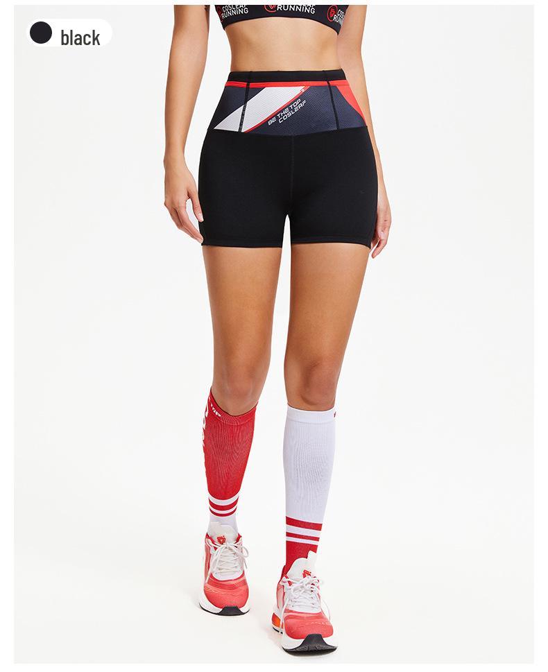 Women's Fashion Printed Compression Running Shorts with Pockets, Quick-Drying, Full Waist Fit.