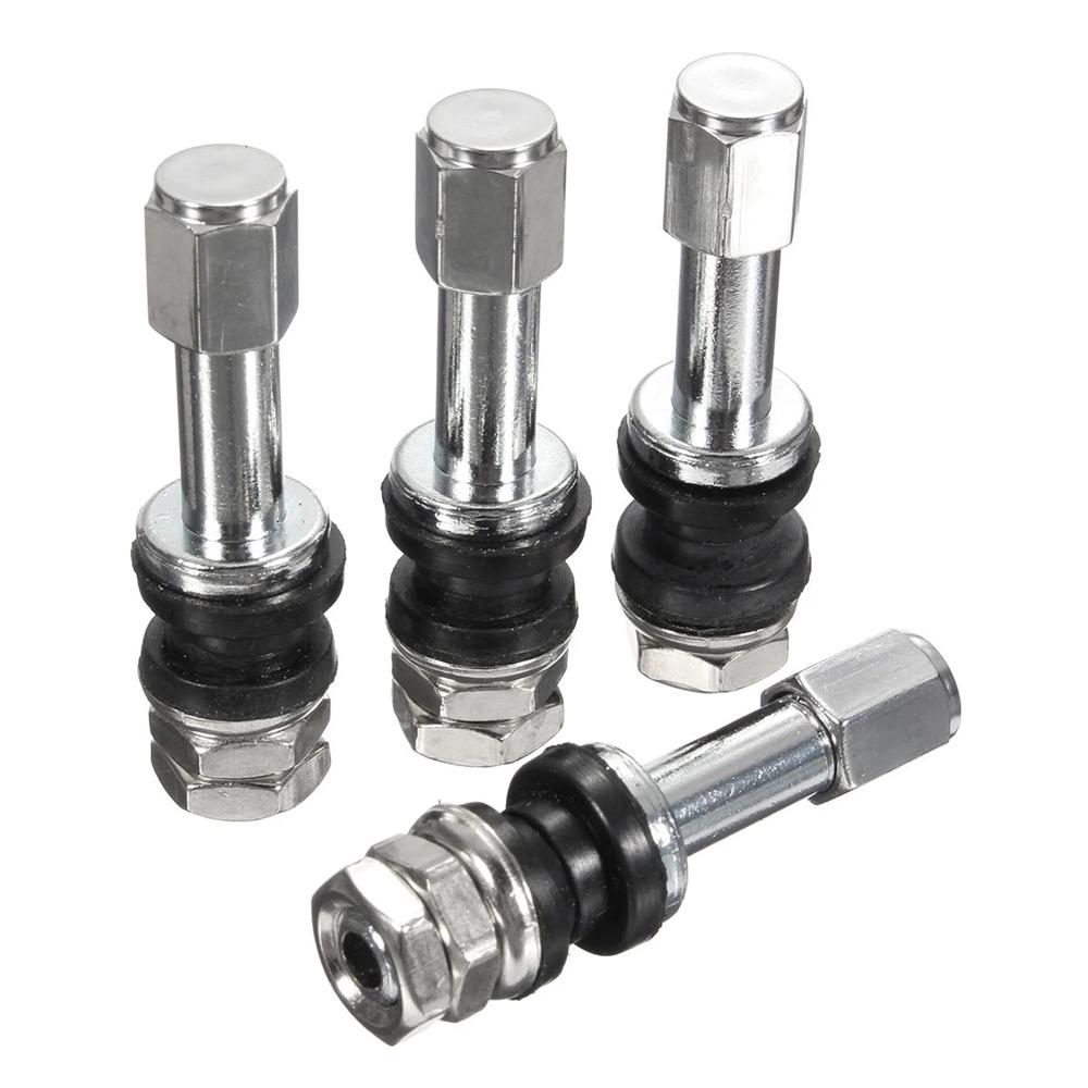 Black 4PCS Bikes Motorcycles Tubeless Car Wheel Bolt-in Valves Dust Caps Tire Valve Stems TR48E